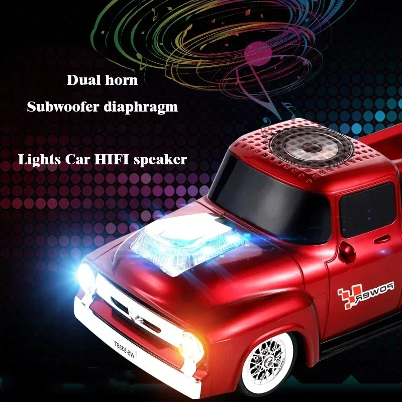 Car model wireless Bluetooth speaker with Subwoofer High Fidelity Stereo Surround Portable Soundbox Support TF Card FM Radio USB