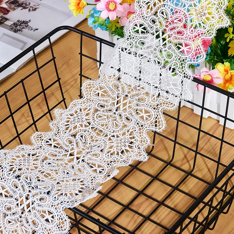 White Cotton Embroidered Lace Trim Ribbons, DIY Fabric, Handmade Craft Materials, Sewing Accessories Supplies