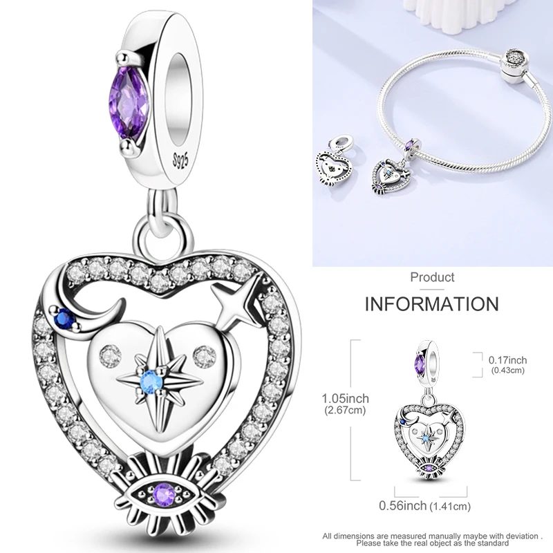 925 Sterling Silber Sonne Sternenhimmel Charms Serie Gold Sonne Sterne Mond Anhänger Passend für Armband DIY Schmuck Original Mode für Frauen – Detail 35
