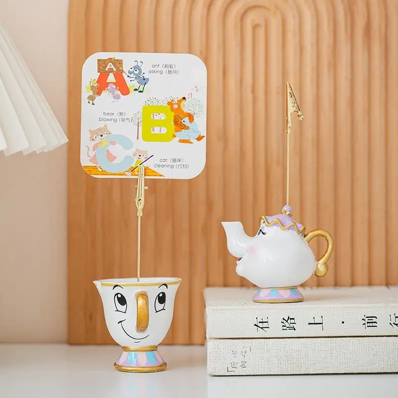 

Disney Mrs. Archie Tea Pot Memo Holder，Note Holder with Card Stand，Collectible for Desk Decor，For office desk