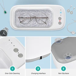 300ML Ultrasonic Cleaner 45000Hz Jewelry Cleaner Portable Sonic Cleaner With 3 Time Modes For Glasses Jewelry Watches Dentures