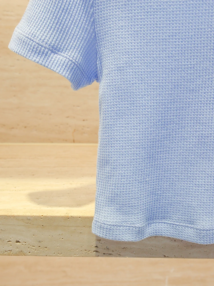 T-shirt maglione lavorato a maglia da donna blu casual versatile Top Premium Quali Cotton ort Sve round Ne Pullover Primavera Autunno