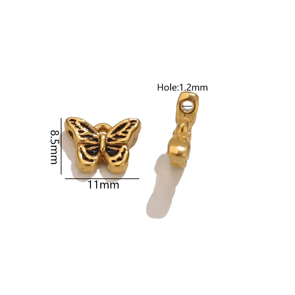 5 قطع الفولاذ المقاوم للصدأ المينا فراشة سحر لصنع المجوهرات مطلية بالذهب فراشة المعلقات سوار اليدوية مجوهرات Carft #6