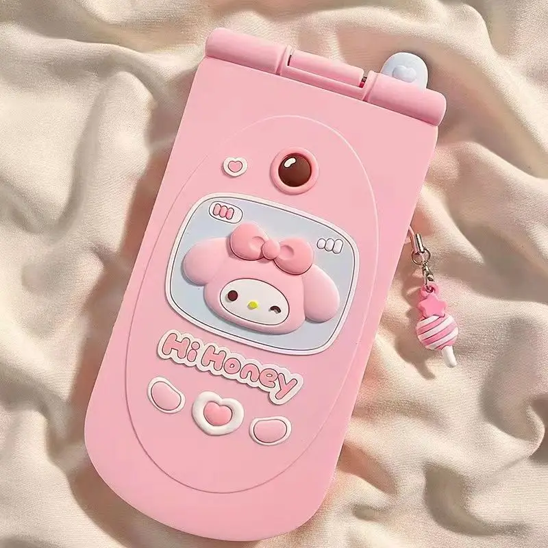 Sanurgente Hello Kitty-Coque de téléphone stéréoscopique My Melody avec miroir à rabat, coque arrière en gel de pton, iPhone 15 14 13 12 11 Pro Max