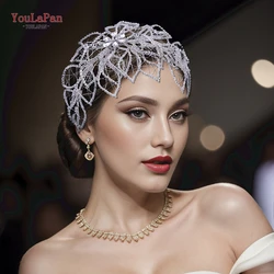 TOPQUEEN Bridal Crown Rhinestone Women Headband Bride Headpiece Wedding Hair Jewelry Accessories Pageant Tiara Headdress HP256