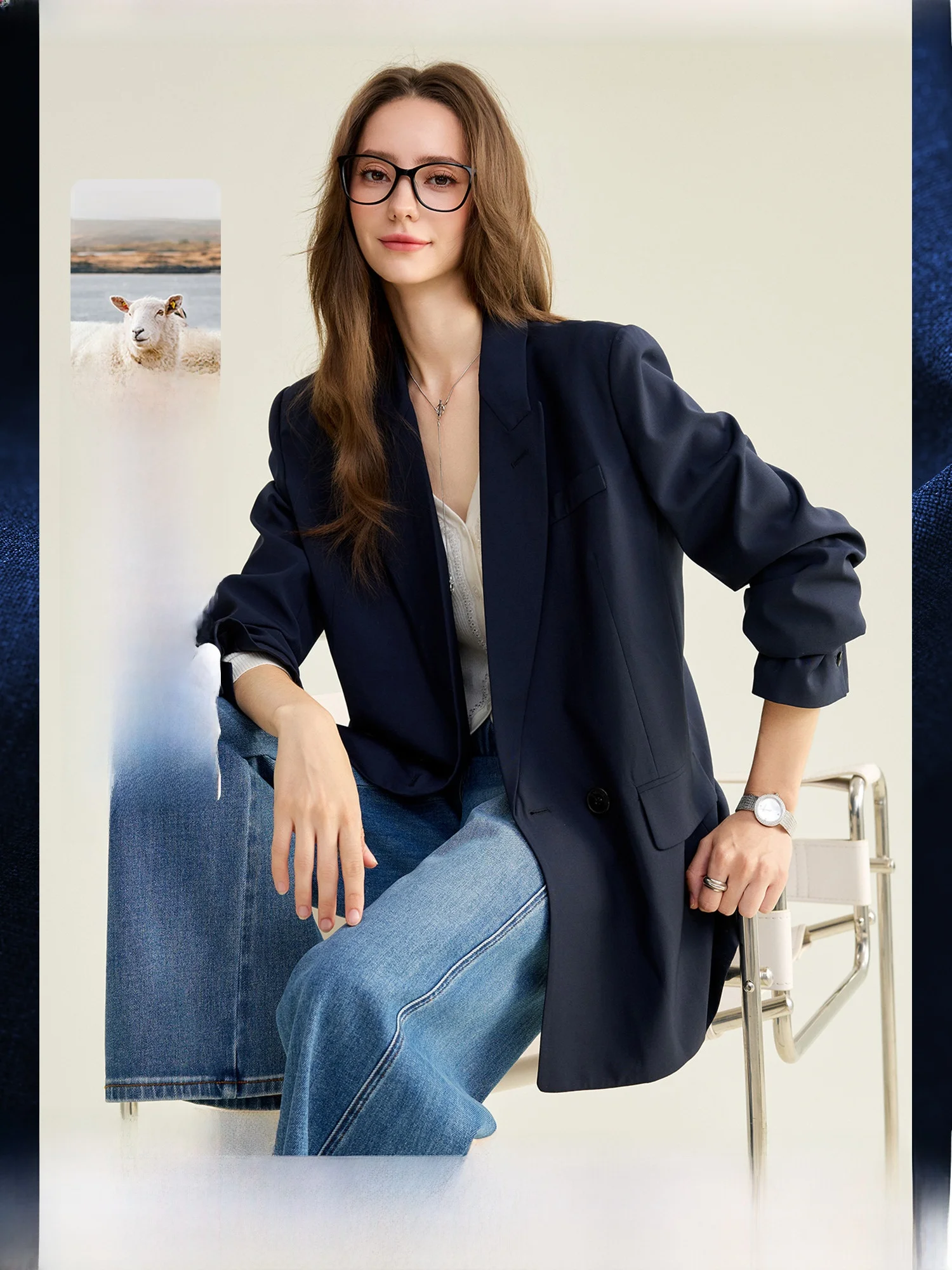 

Elite Women's Woolen Suiting Jacket Classic Shoulder Balance Commute Outerwear Spring Elegance Formal Wear by Brighton