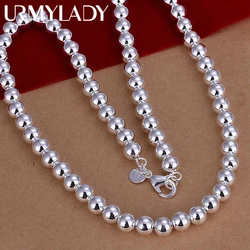 4-10MM Beads Chain 925 Sterling Silver Necklace Exquisite Wedding Luxury Gorgeous Charm Fashion For Women Lady 50cm Jewelry