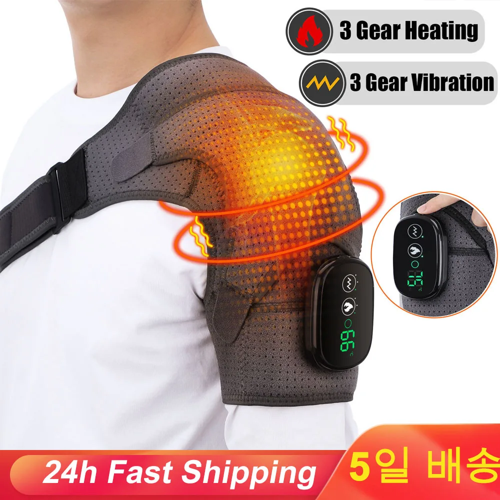 Electric Shoulder Massager Heating Vibration Massage Belt Shoulder Brace  Wrap Pad Rechargeable Heated Muscle Massager Warmer