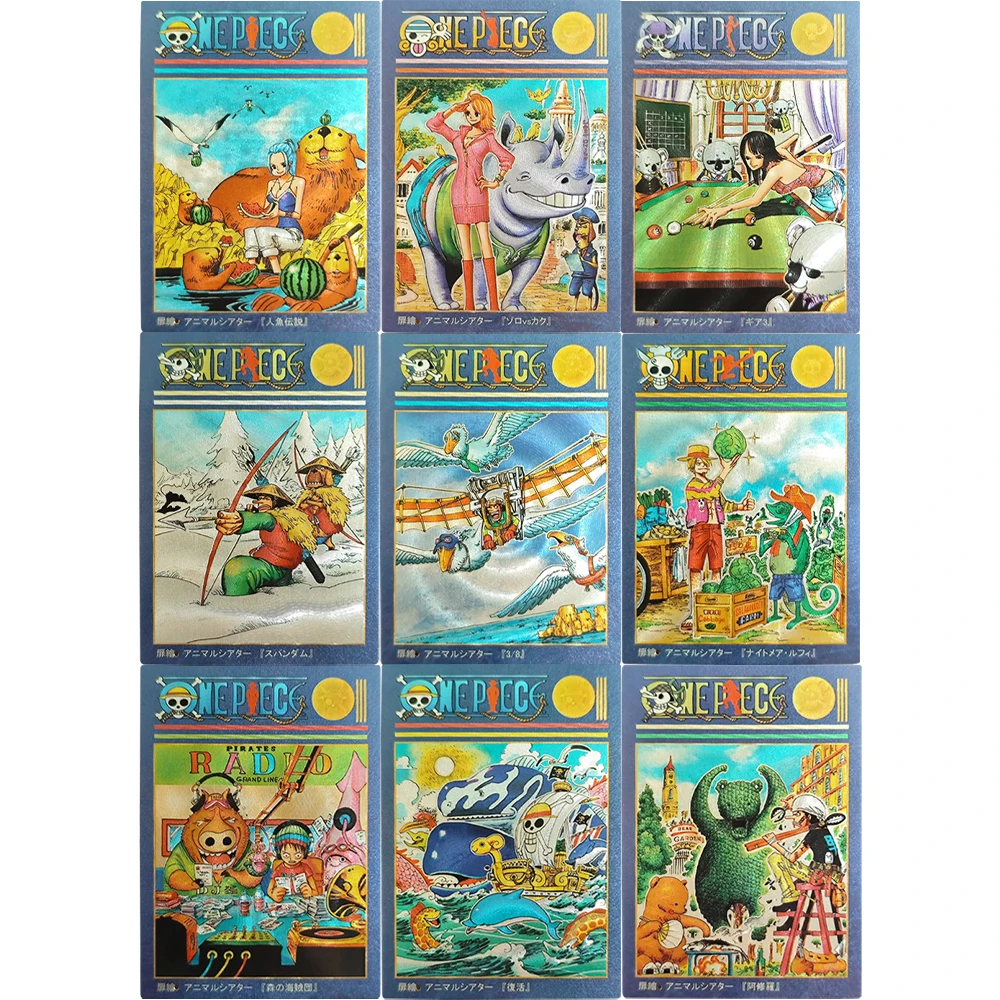 

16+2Pcs/set Diy Self Made One Piece Title Page Animal Series Flash Card Luffy Zoro Nami Gift Toy Game Anime Collection Cards