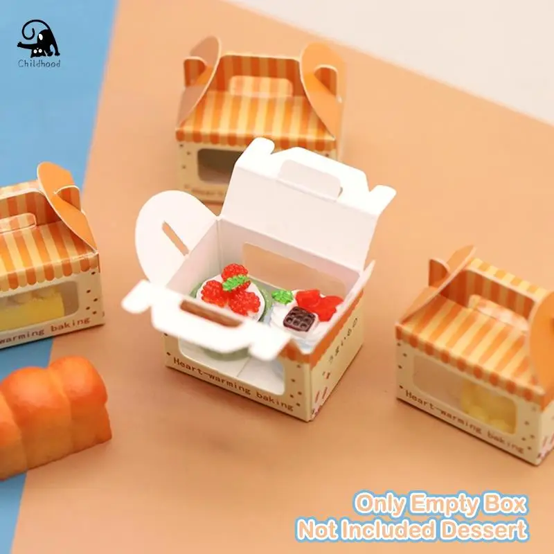 Caja de postres en miniatura para casa de muñecas, caja de embalaje para tostadas y pasteles, casa de muñecas de decoración para juguete, 3 piezas, 1:12