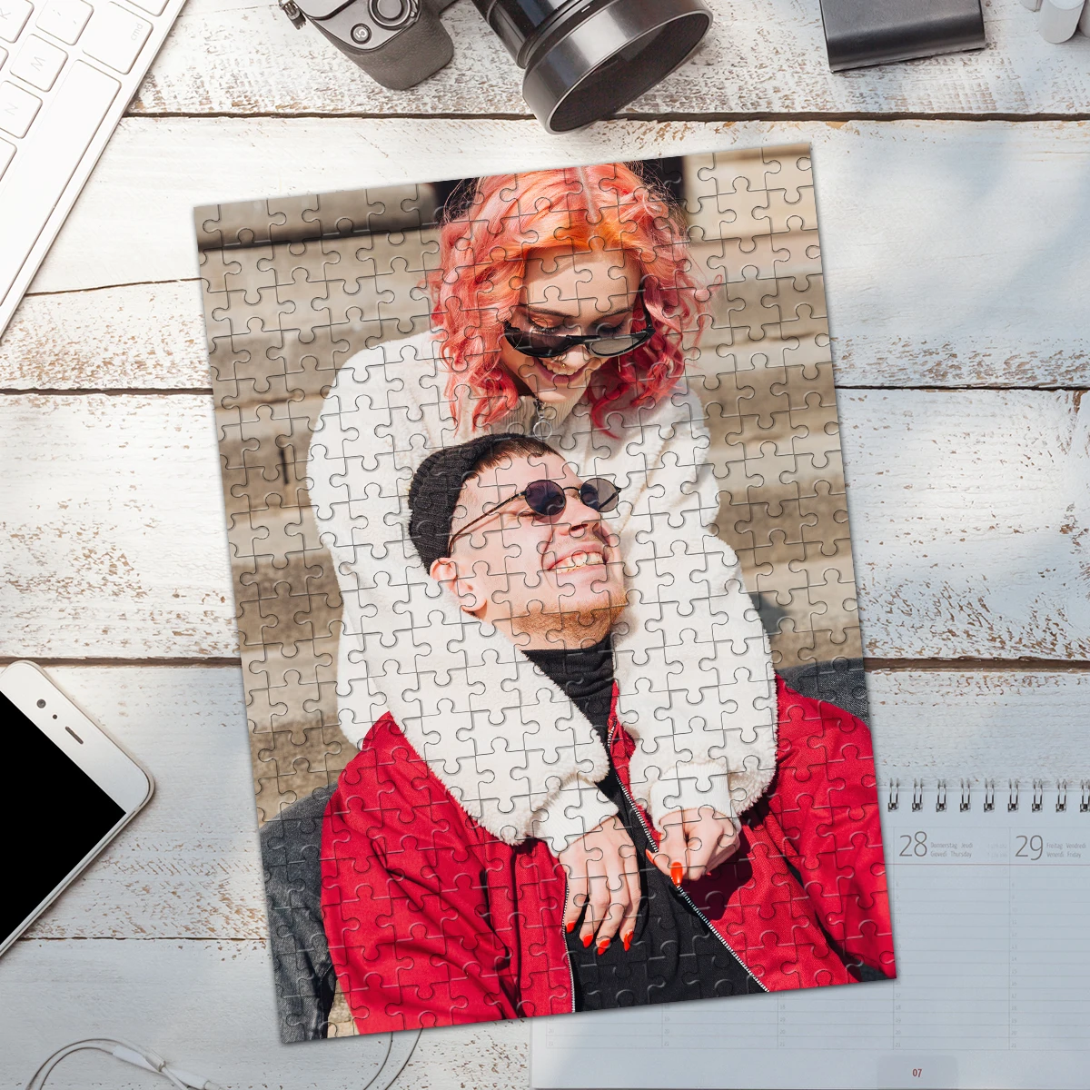 35/300/500/1021 قطعة شخصية مخصصة صور لغز النظارات الشمسية زوجين شخصية الضغط الألغاز بازل قطع