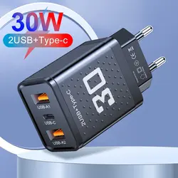 2.4A 2 USB Type-c Fast Charger Mobile Phone EU/US/UK Plug Wall Adapter Charging Travel Chargers For Samsung Huawei Xiaomi