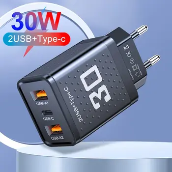 2.4A 2 USB tip-c hızlı şarj cep telefonu ab/abd/İngiltere tak duvar adaptörü şarj seyahat şarj Samsung Huawei Xiaomi