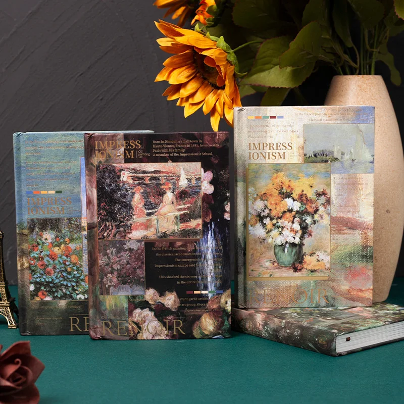 Imagem -01 - Fechamento Magnético a5 Caderno Monet Impressionista Capa Dura Grade Colorida e Linha Horizontal Páginas Internas Bloco de Notas Diário fechamento magnetico a5 caderno monet impressionista capa dura grade colorida e linha horizontal paginas internas bloco de notas diario 01