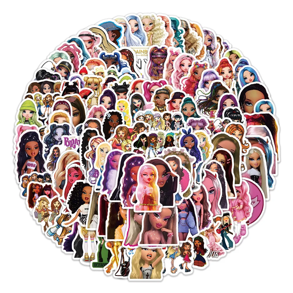 ملصق براتز لديكور دمية الكتابة على الجدران ، ملصق كرتون مقاوم للماء ، كمبيوتر محمول ، حافظة هاتف ، لوح تزلج ، للأطفال ، 10 من ، 30 من ، 50 من ، لعبة الدراجة النارية