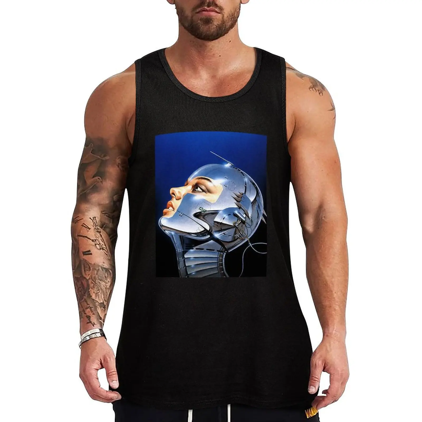 Hajime Sorayama Metal Music Head Tank Top Camiseta sin mangas básica y sólida, cómoda, transpirable, sin mangas