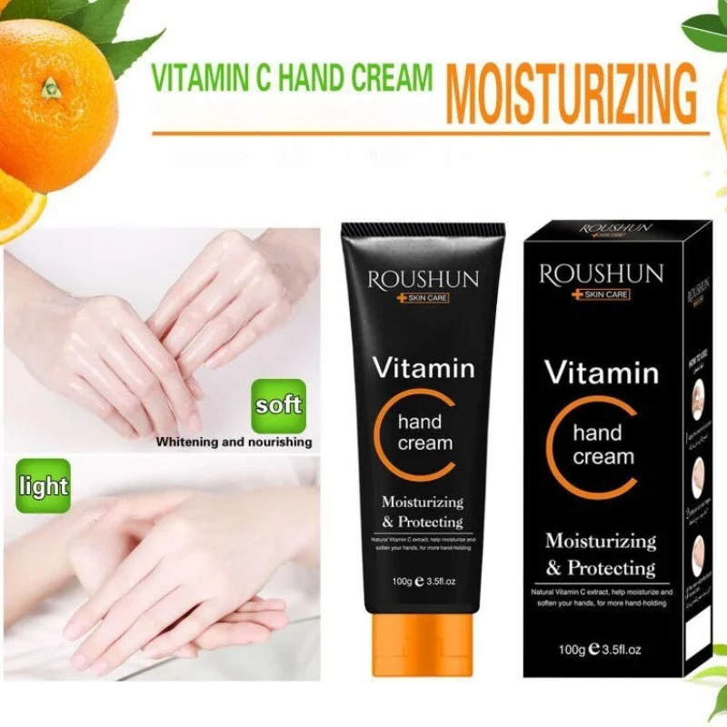 كريم ROUSHUNVitaminCHand كريم اليد فيتامين C مرطب، منعش، غير دهني، مرطب، كريم لليدين، مناسب لجميع Sk