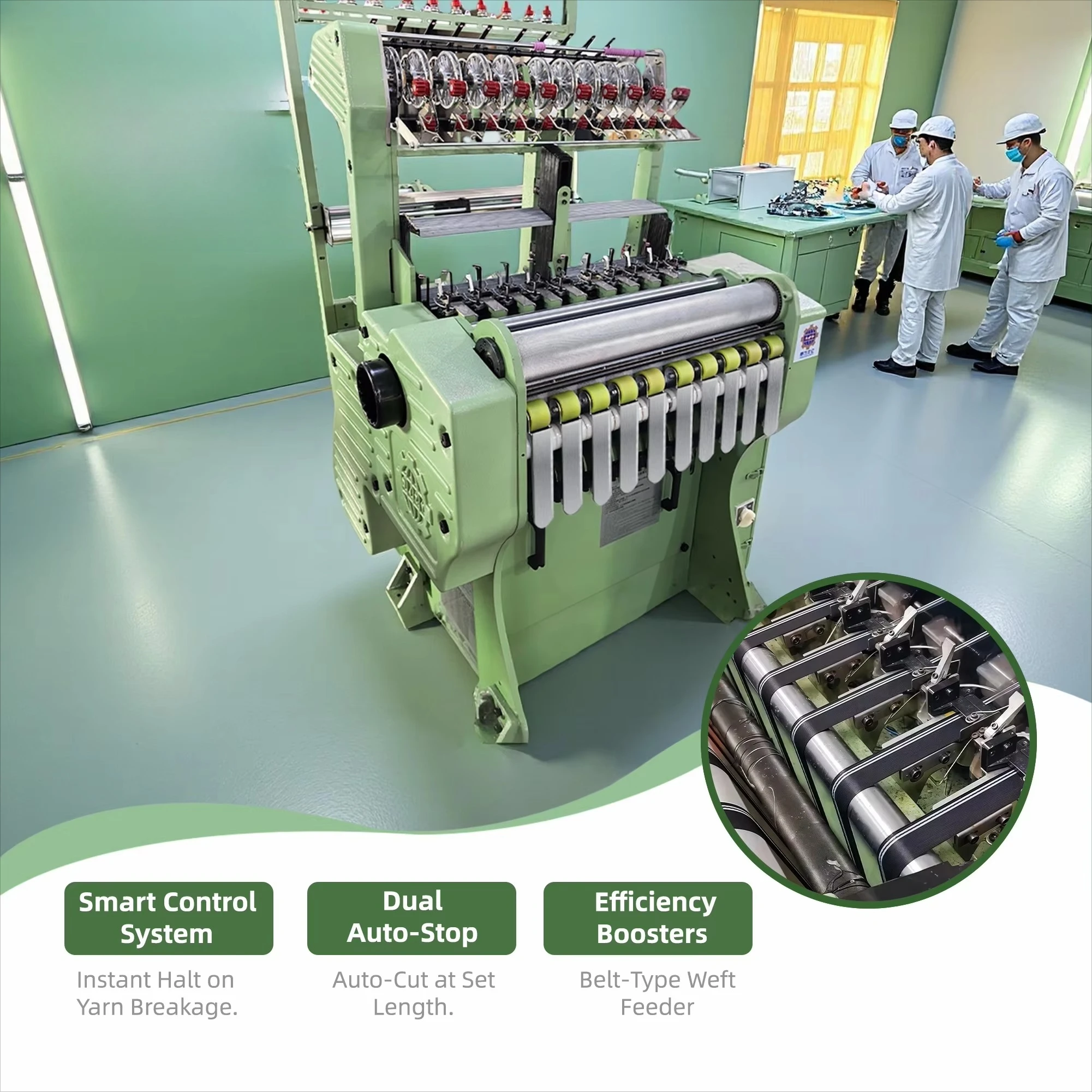 High Output 10 Tapes Webbing Loom Machine Heavy Duty Textile Weaving Equipment for Making Elastic Bands and Non-Elastic Tapes
