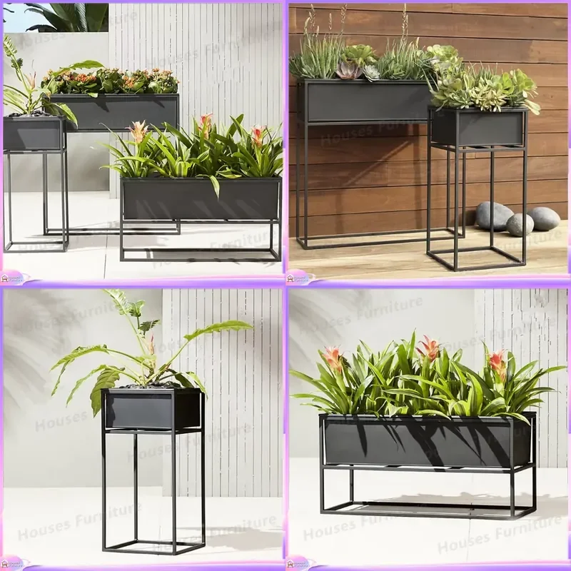 Outdoor Metal Flower Pot Decorative Garden Planter Large Iron Planters for Patio Yard Lawn Home Decoration Rustic Vase