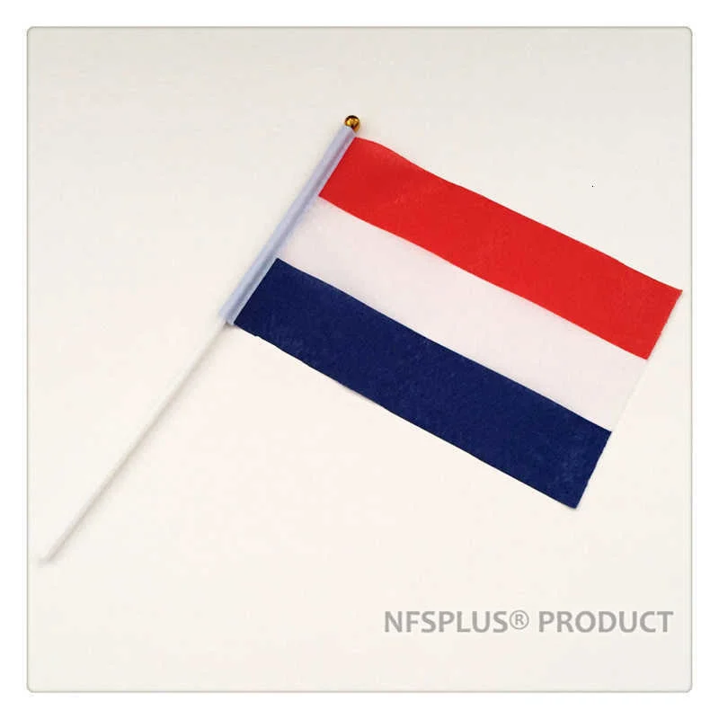 10 Pack Hand Held Netherlands Flags Holland 14x21cm Polyester Dutch Flag With Flagpole For Decoration Celebration Parade Sport