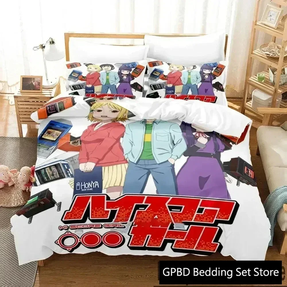 Luxury New 3D Print Hi Score Girl Anime Bedding Set Duvet Cover Bed Set Quilt Cover Pillowcase Queen Size Boys Adult Bedding Set