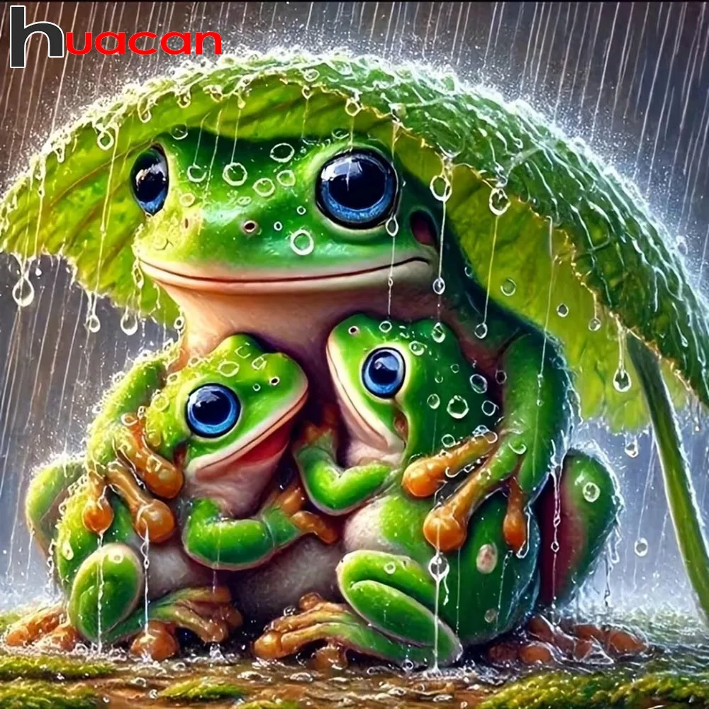 Huacan Full Round Square Diamond Painting Frog Diamond Embroidery Cartoon Animal Complete Kit New Arrivals Wall Decoration