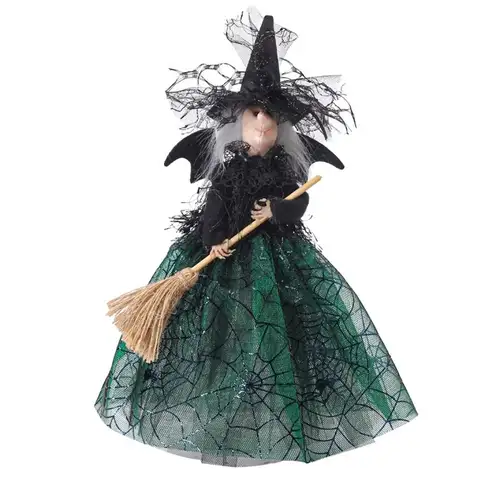 Cute High Quality Halloween Witch Doll Silk Black Haunted House Doll Scary Witch Ghost Festival