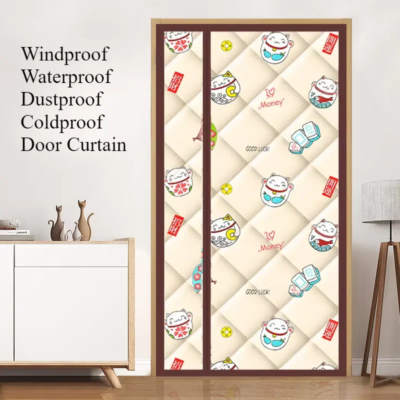 الشتاء يندبروف ستارة الباب الدافئة المغناطيسي الذاتي إغلاق غطاء الباب الحرارية معزول شاشة الباب الأبواب لوحات مقاومة للرياح