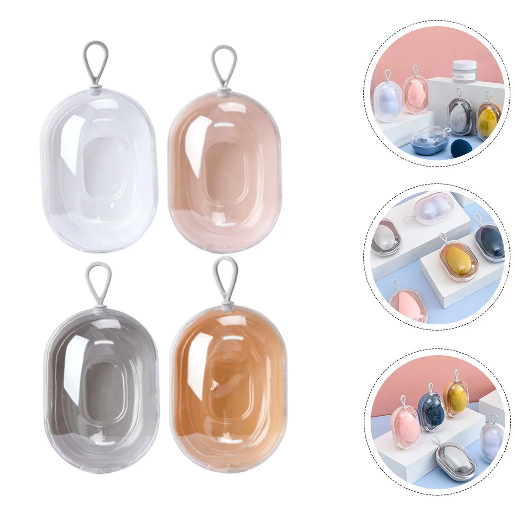 

4pcs Sponge Holder Compact Sponge Case For Women Premium Makeup Puff Case Storage Box Makeup Accessory