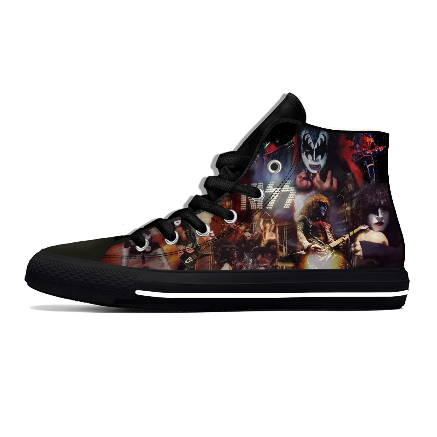 Hete Zomer Heavy Metal Muziek Kiss Rock Band Nieuwigheid Casual Nieuwste Schoenen Hoge Mannen Vrouwen Mode Sneakers Klassieke Board Schoenen