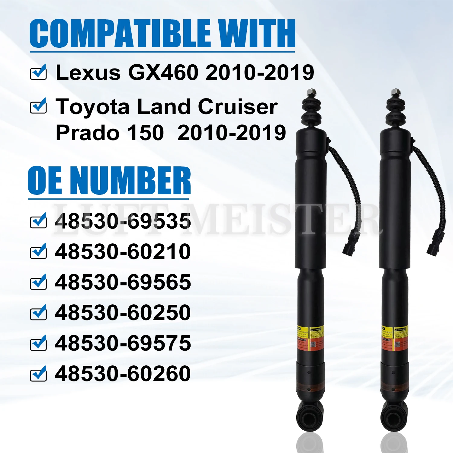 2PCS Front/Rear Shock Absorber for Toyota Land Cruiser Prado 150&Lexus GX460 2010-2017 48530-69535 48510-60190