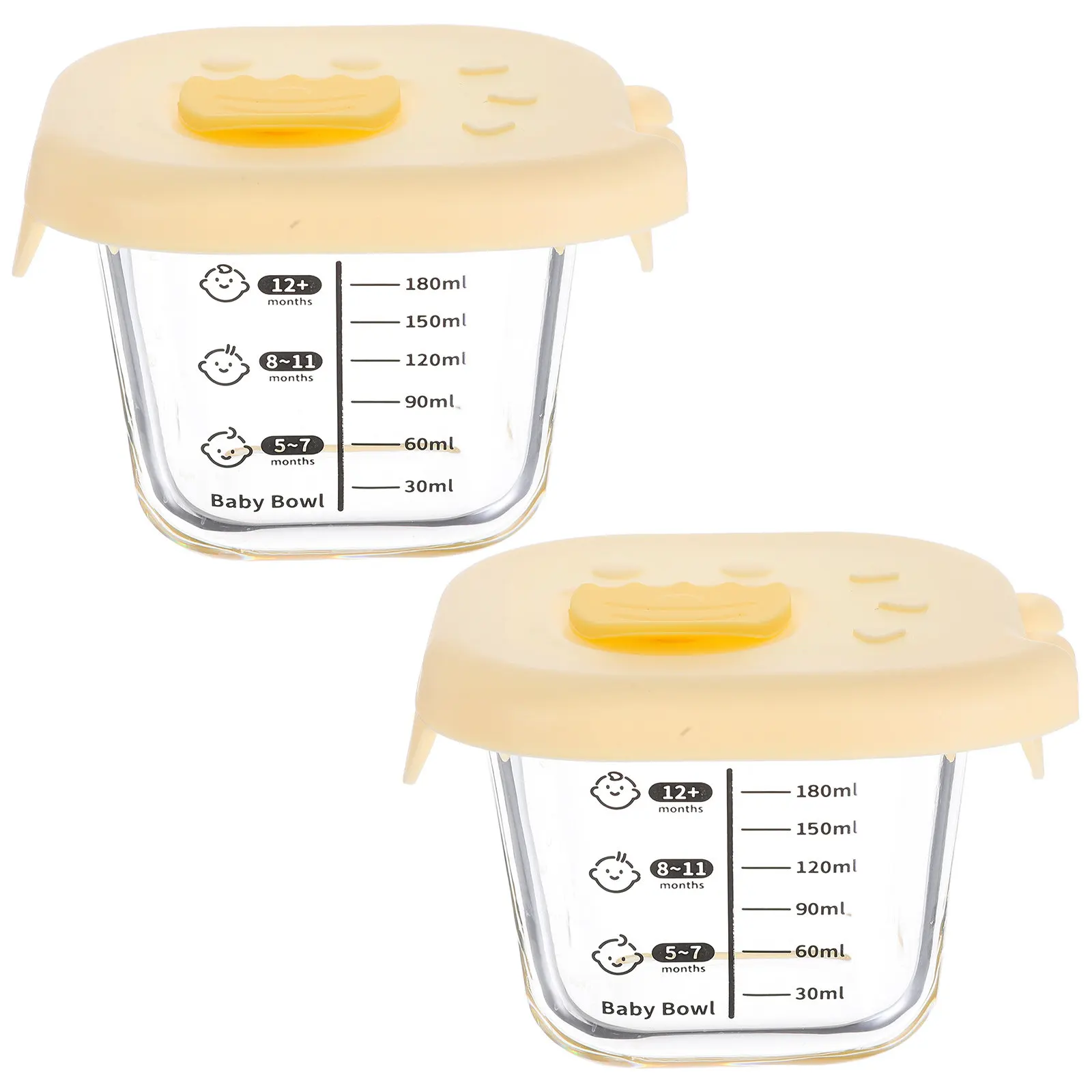 

2Pcs 230Ml Baby Food Glass Jars with Lids Leakproof Storage Containers for Meals Heat Resistant Complementary Food Bowl