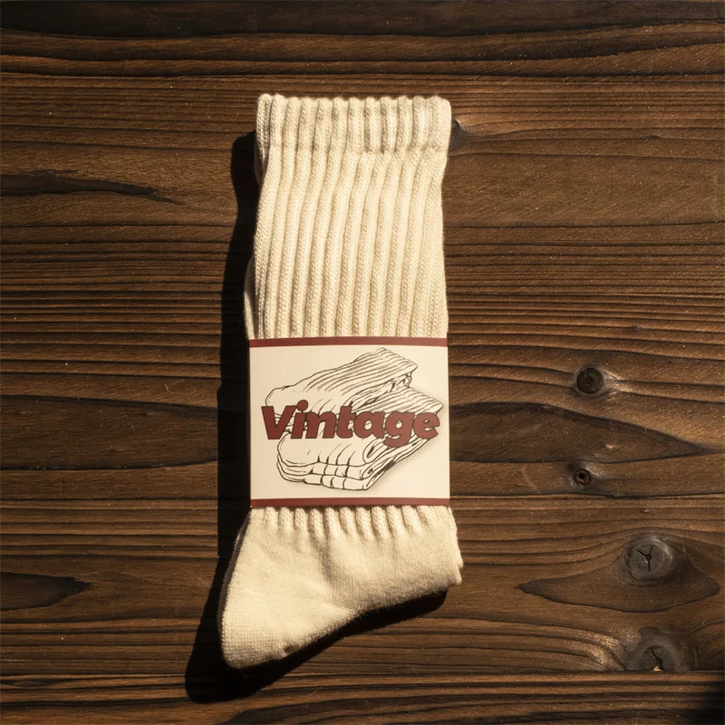 Männer Vintage Männliche Mittlere Röhre Socken Unisex Japanische Einfarbig Verdickte Sportsocken Handtuch Unten Paar Gestrickte Casual Socken