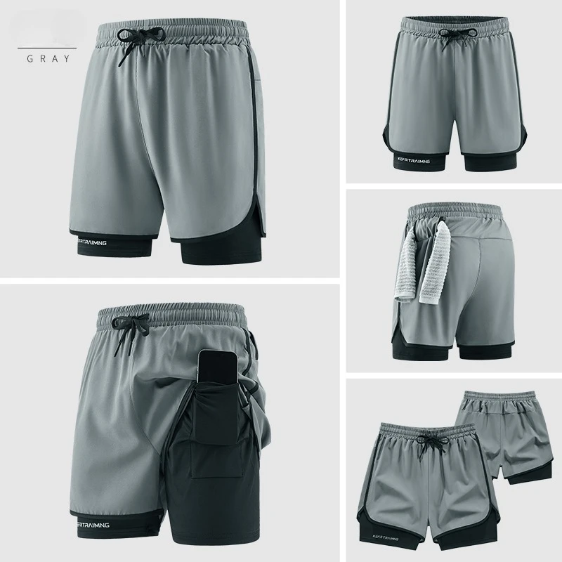 Men's Summer Outdoor Running Fitness Sports and Leisure 5-point Shorts Breathable Sweat Absorbing Quick Drying Beach Pants