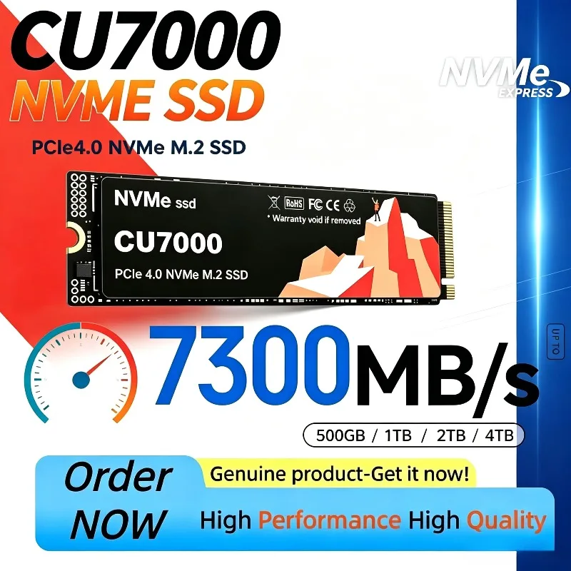 CU7000 SSD M.2 NVMe Internal Solid State Drive PCIe 4.0 Gaming Drive Works High Speed 7300MB/s for PS 5 Laptop PC Hard Disk
