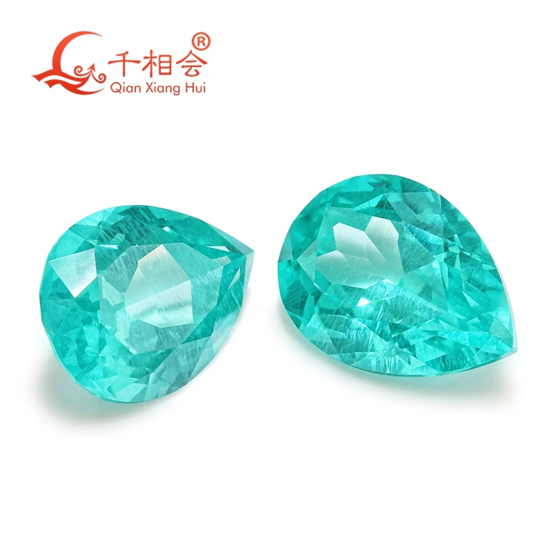 بارايبا مع مختبر على شكل كمثرى متوهج بالنيون، عقيق ألومنيوم إيتريوم مع تشملات مجوهرات من حجر الأحجار الكريمة تشبه النيون YAG #3