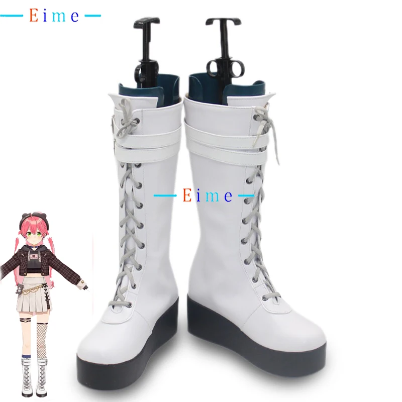 

Sakura Miko Cosplay Shoes Halloween Carnival Boots Anime Accessories Cosplay Props PU Leather Shoes Custom Made