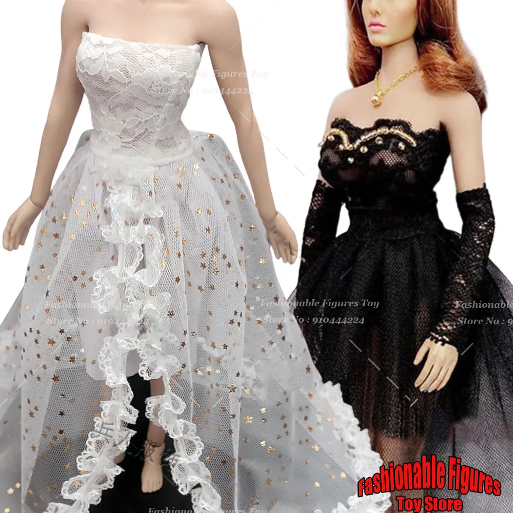 

1/6 Женский солдат, кружевное свадебное платье невесты, сексуальное платье, белое, черное нижнее белье, одежда для 12 дюймов, экшн-фигурки, куклы