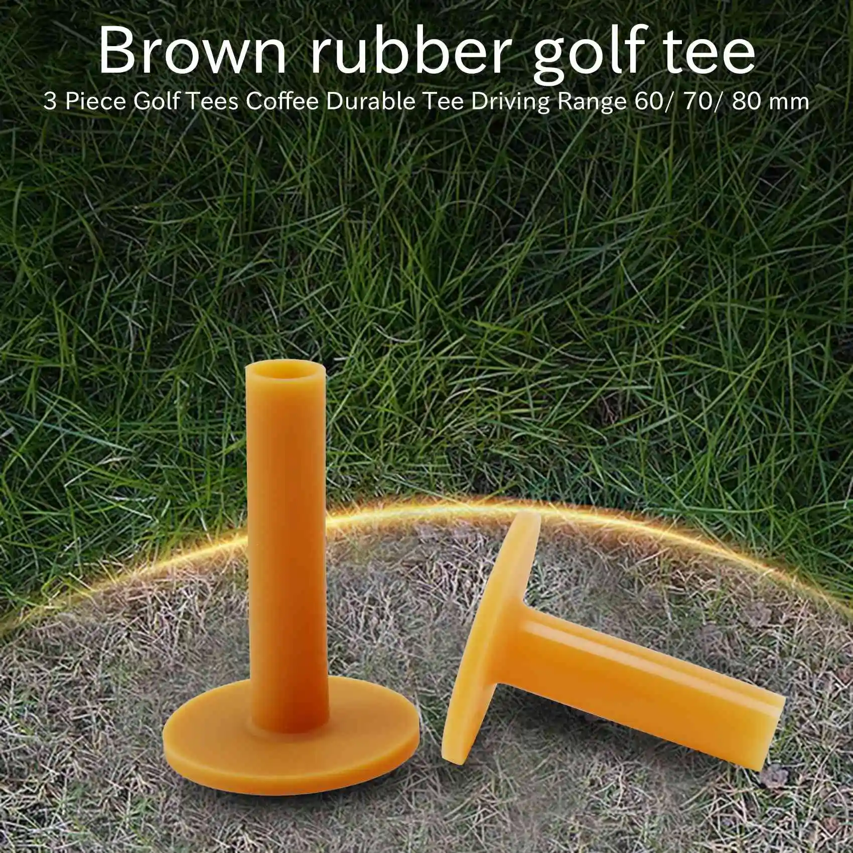 3 Piece Golf Tees Coffee Durable Tee Driving Range 60/ 70/ 80 mm