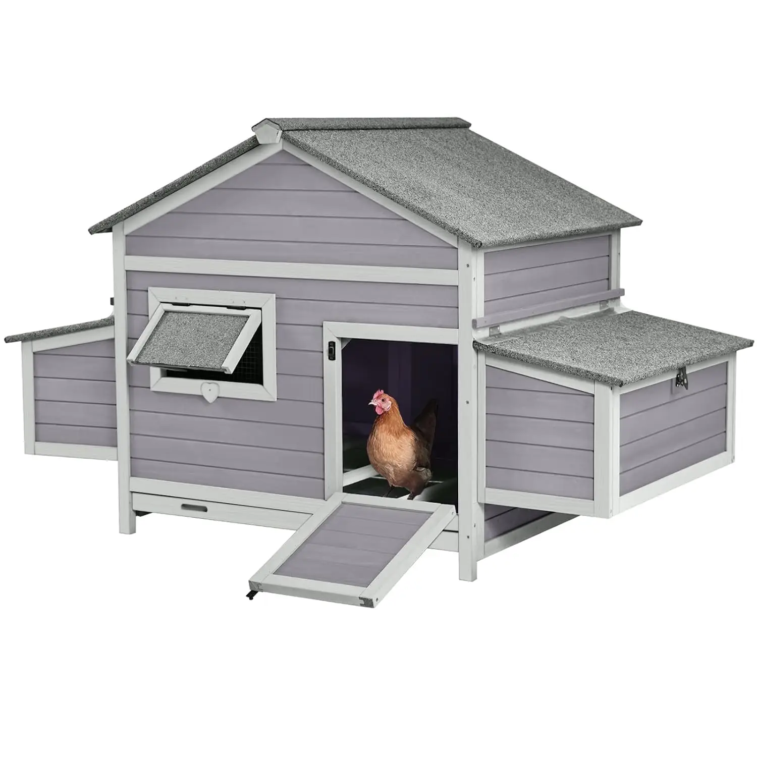 Wooden Chicken Coop Hen House Rabbit Hutch Poultry Cage with 3 Perches 2 Nesting Boxes Outdoor, Customized
