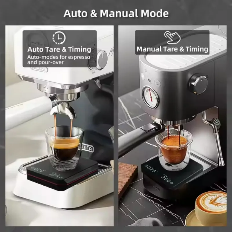Black Coffee Scales High Precision Electronic Scales Palm Size Rechargeable Smart Espresso Scales with Timer 3 Modes Use