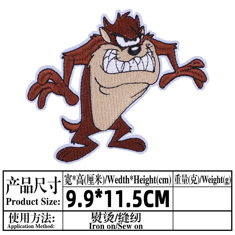 Newest Tasmanian Devil Iron on Embroidered Patches for Clothing Fashion Anime Patch Badge Clothing Thermoadhesive Patch Stickers