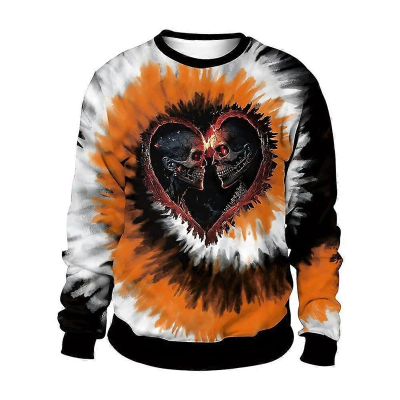 العصرية شبح الوجه الجرافيك هالوين سترة قبيحة الخريف الشتاء طويلة الأكمام ثلاثية الأبعاد المطبوعة بلوزات عادية الشارع الشهير البلوفرات #1