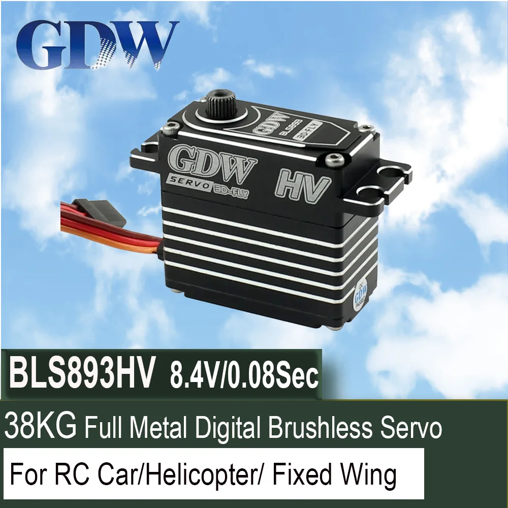 

GDW BLS893HV All Metal Shell Steering Gear 38kg Big Torque HV Standard Digital Brushless Servo For RC Car/Helicopter/ Fixed Wing