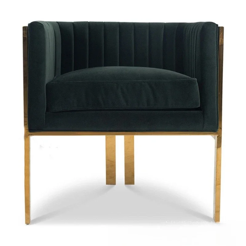 

Nordic living room stainless steel fabric single sofa furniture cafe leisure hotel lobby negotiation chair