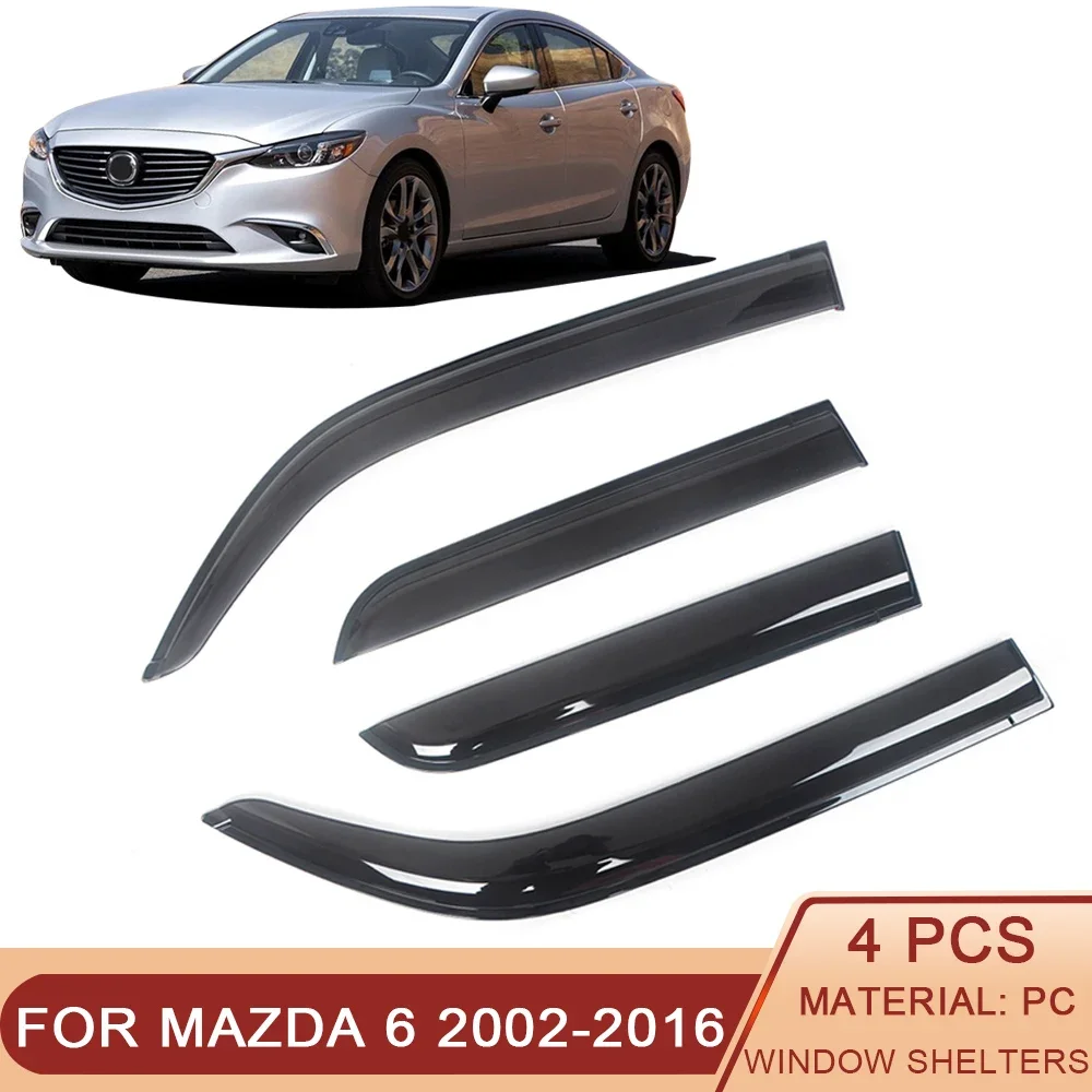 

For Mazda 6 2002-2016 Car Side Window Visor Sun Rain Guard Shade Shield Shelter Protector Cover Trim Frame Sticker Accessories