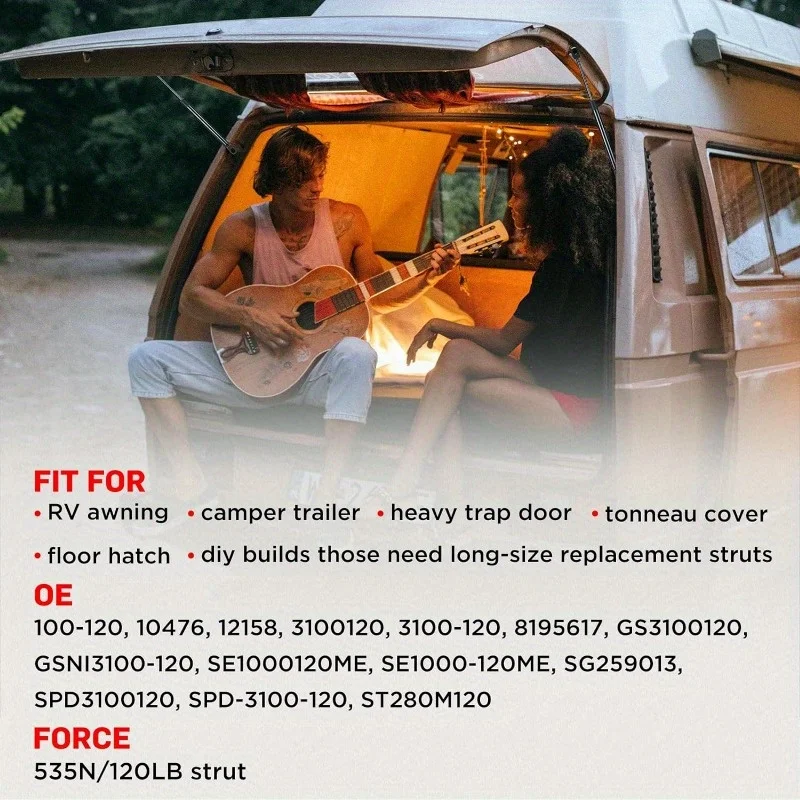 ST280M120 28inch 535N Gas Struts for Leer Camper Shell/Window/Toolbox (Set of 2)