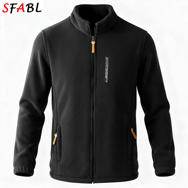 Neue Modische Herren-Winterjacke Winddichte Dicke Weiche Fleecejacke für Männer Schwarze Warme Herbst-Thermojacke Herren-Wintermantel – Detail 1