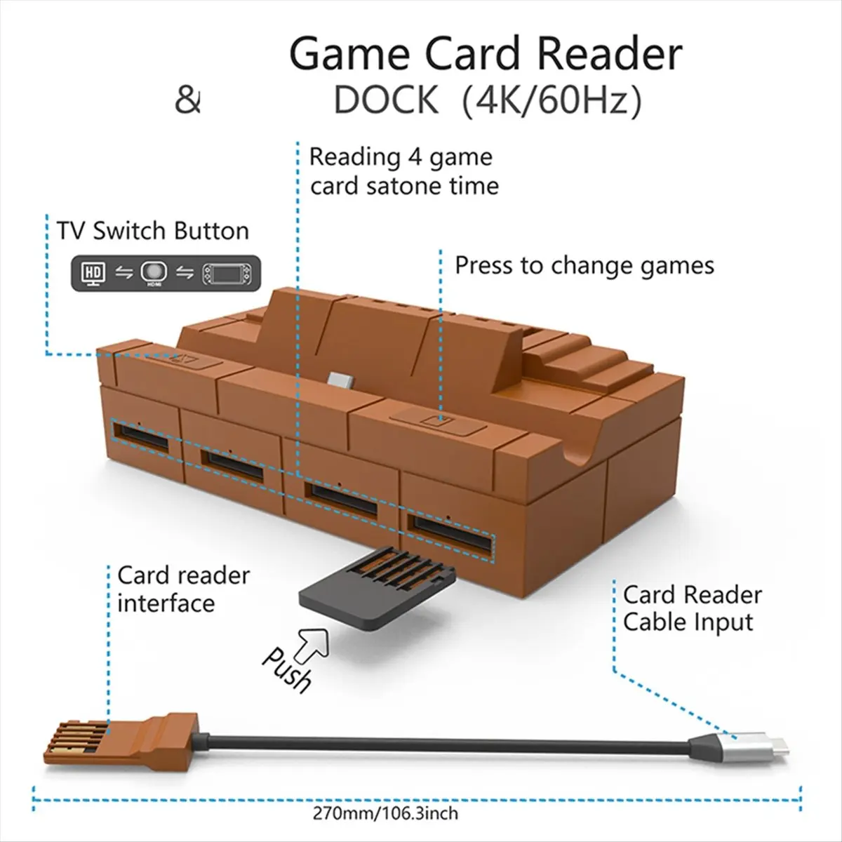 

Док-станция для Switch1 HD 4K, 60 Гц, зарядная подставка со слотами для хранения игровых карт для Switch, многофункциональная док-станция