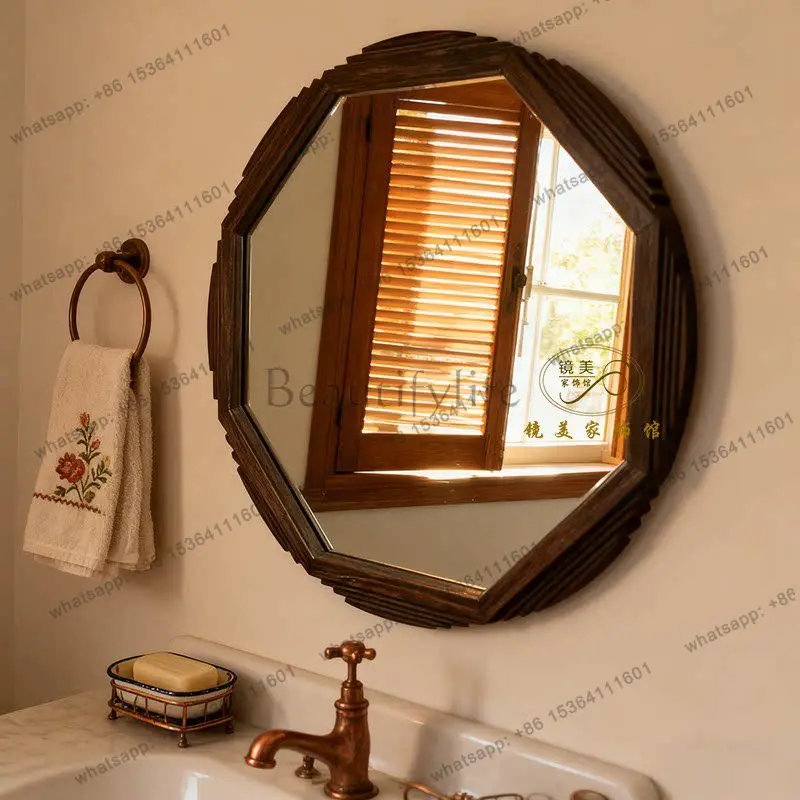 French retro style wall-mounted mirror household bedroom makeup mirror